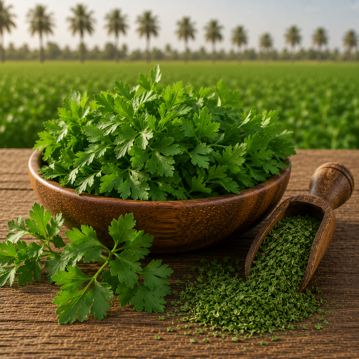 Egyptian dried parsley bulk export — bright green Petroselinum crispum from Nile Delta farms
