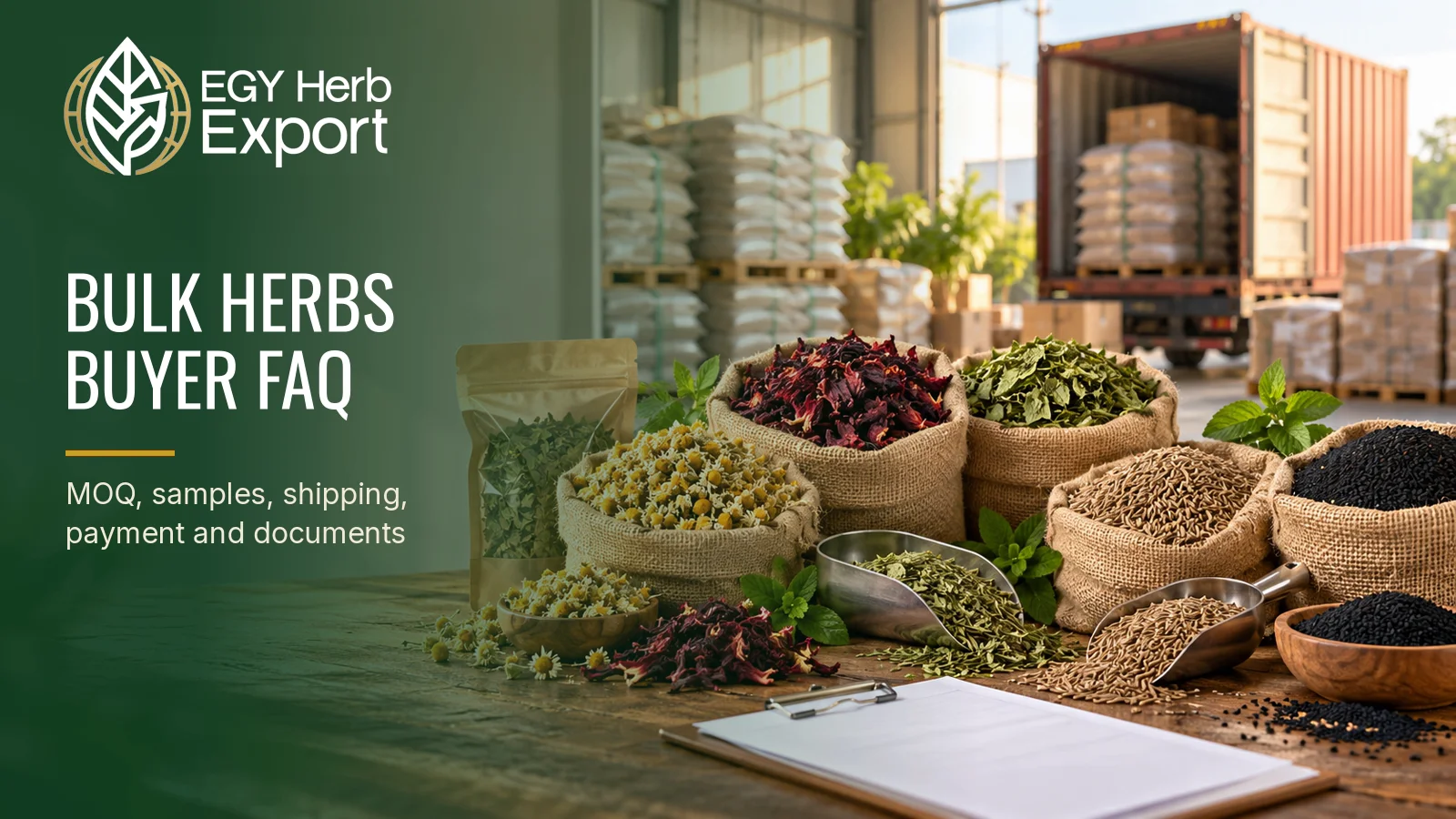 Bulk Herbs and Spices FAQ: MOQ, Samples, Shipping, Payment and Documents